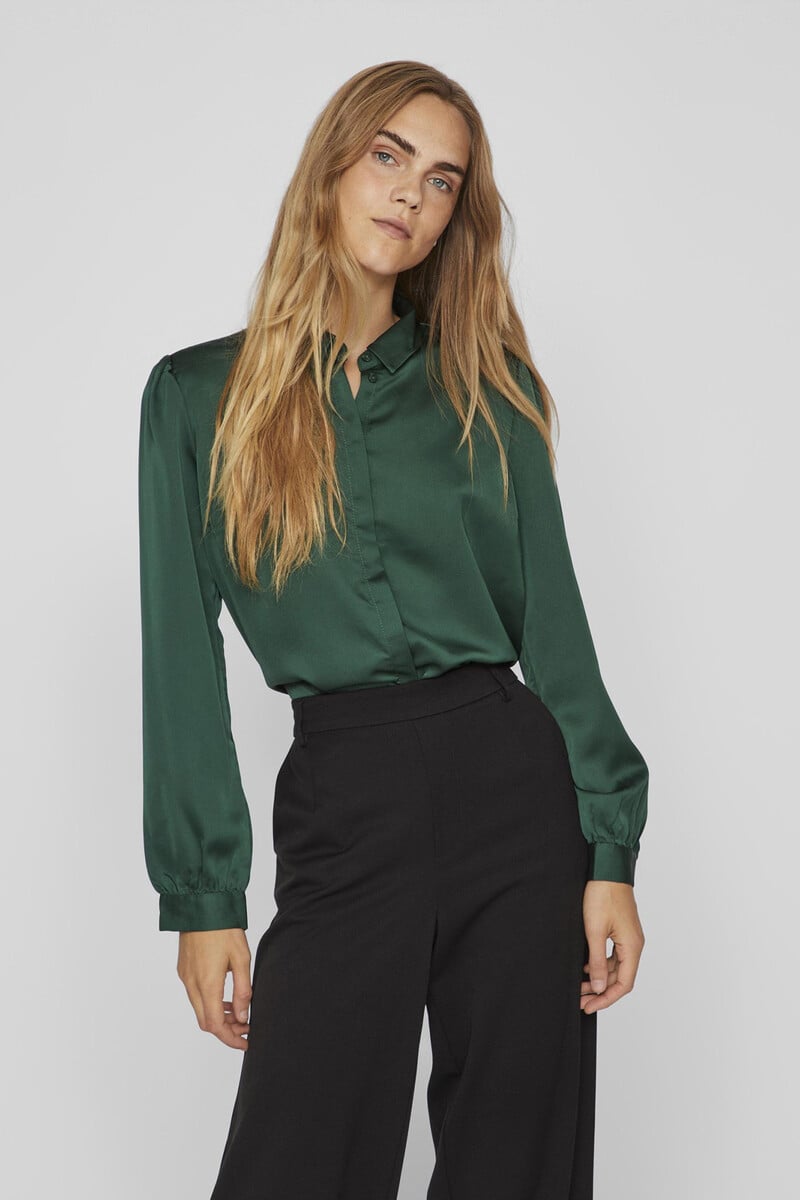 Cortefiel Camisa satinada manga larga