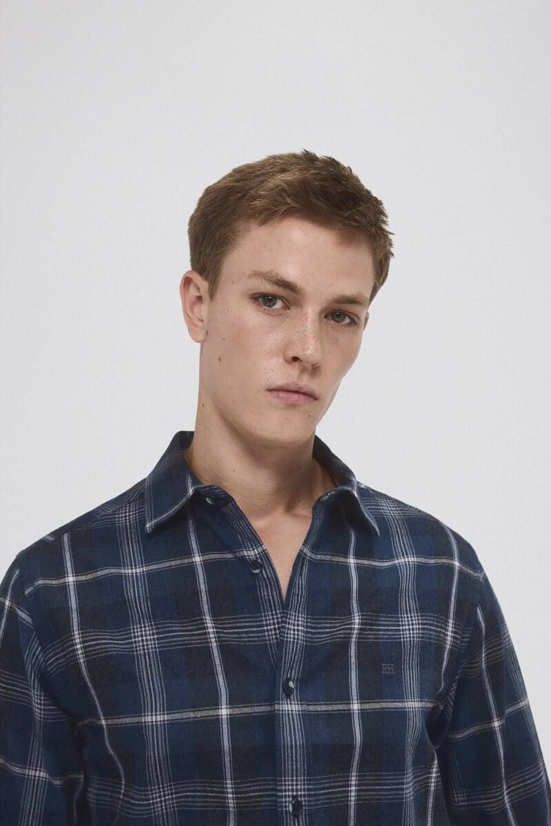 Cortefiel Camisa Twill Cuadros Cashmere Touch