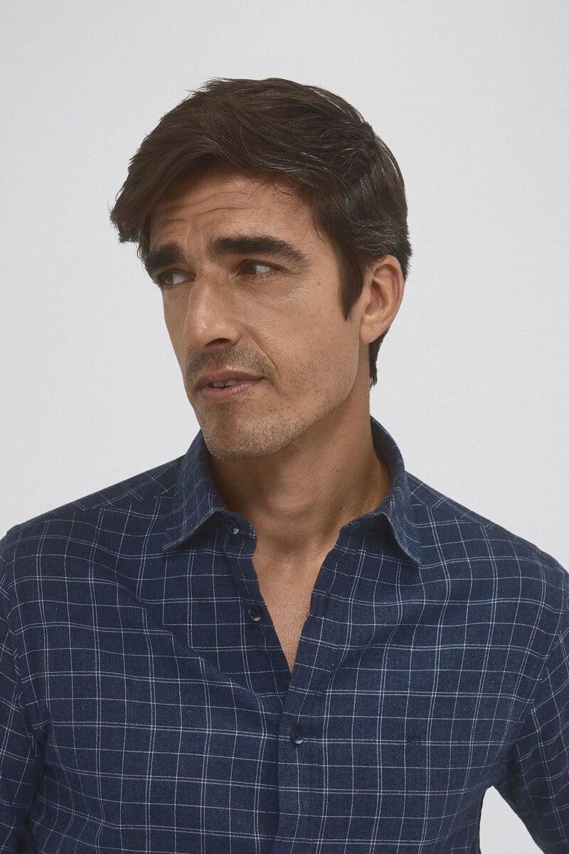 Cortefiel Camisa Twill Cuadros Cashmere Touch