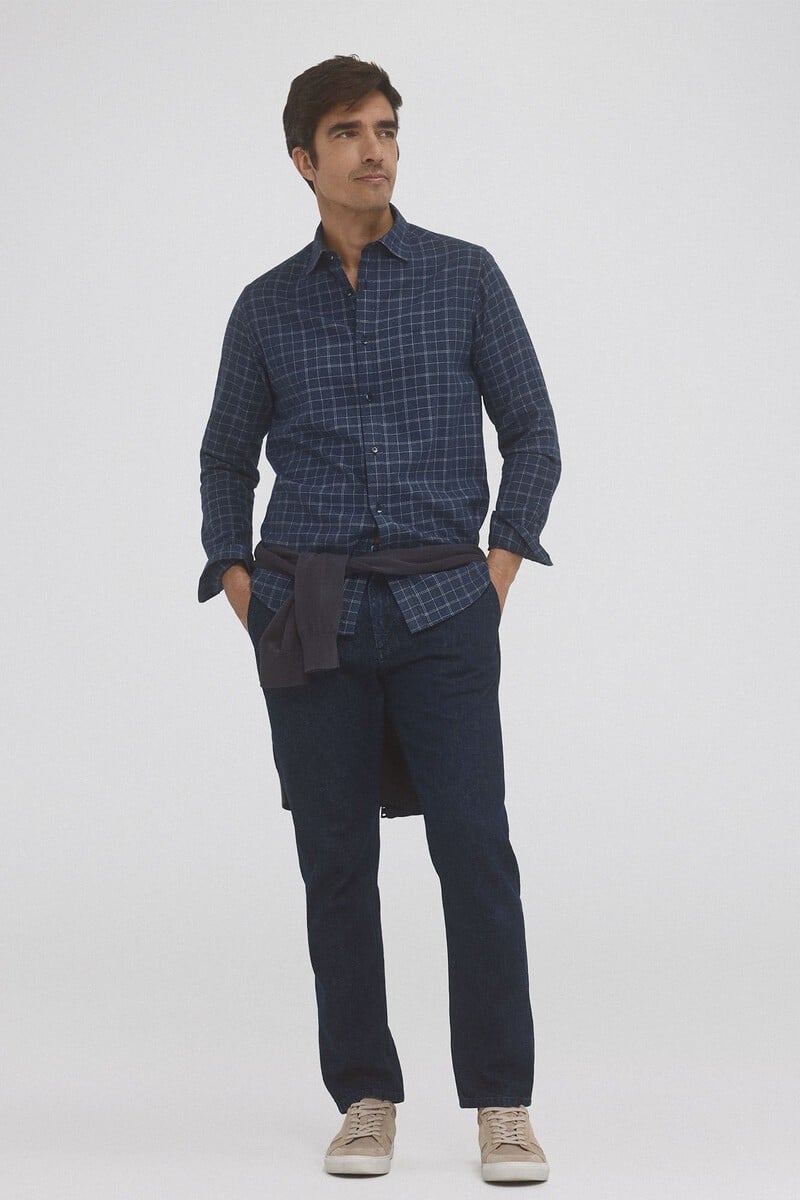 Cortefiel Camisa Twill Cuadros Cashmere Touch