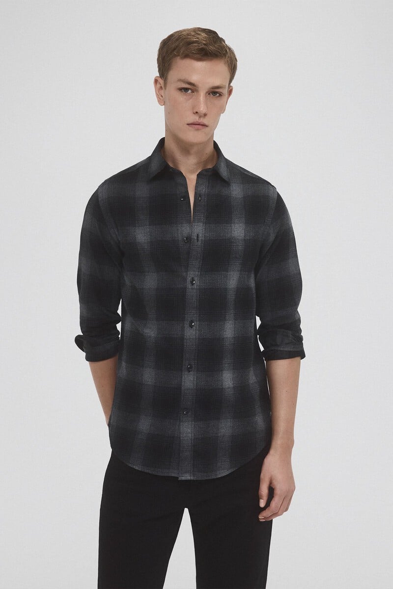 Cortefiel Camisa twill cuadros cashmere touch