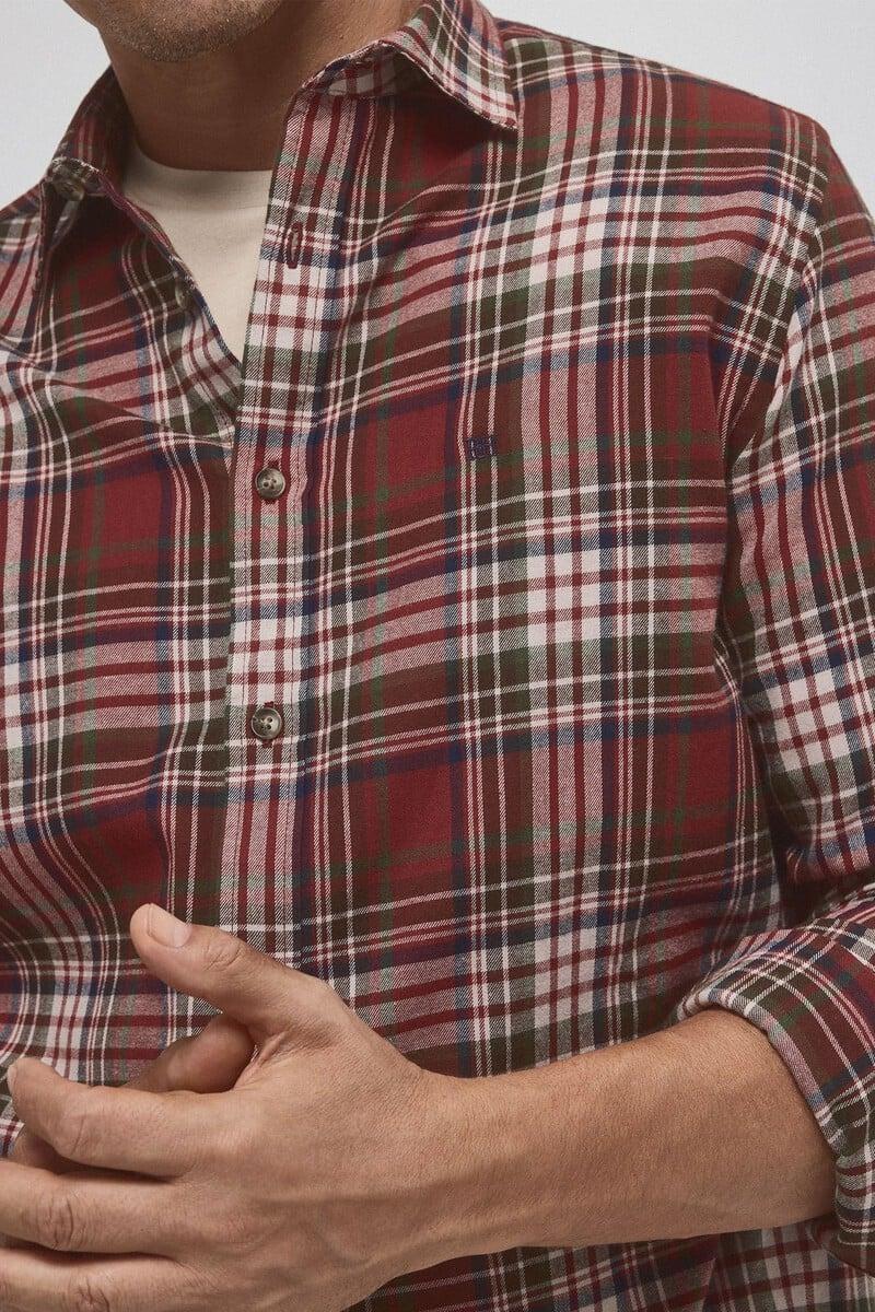 Cortefiel Camisa Twill Cuadros Cashmere Touch