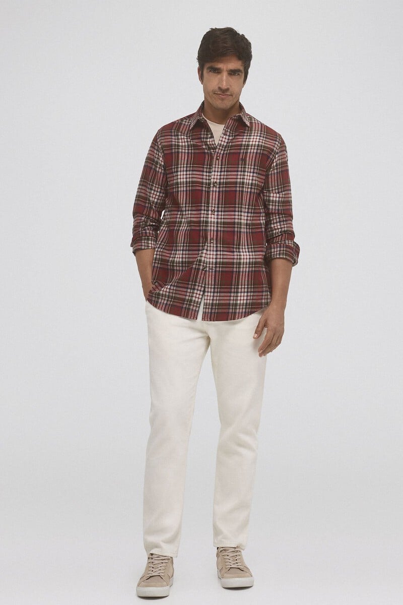 Cortefiel Camisa Twill Cuadros Cashmere Touch