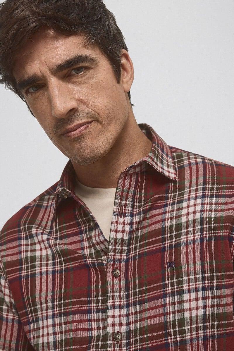 Cortefiel Camisa Twill Cuadros Cashmere Touch