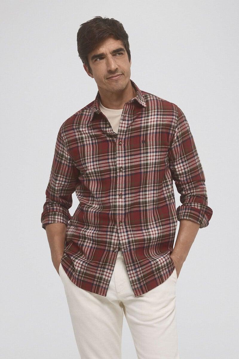 Cortefiel Camisa twill cuadros cashmere touch