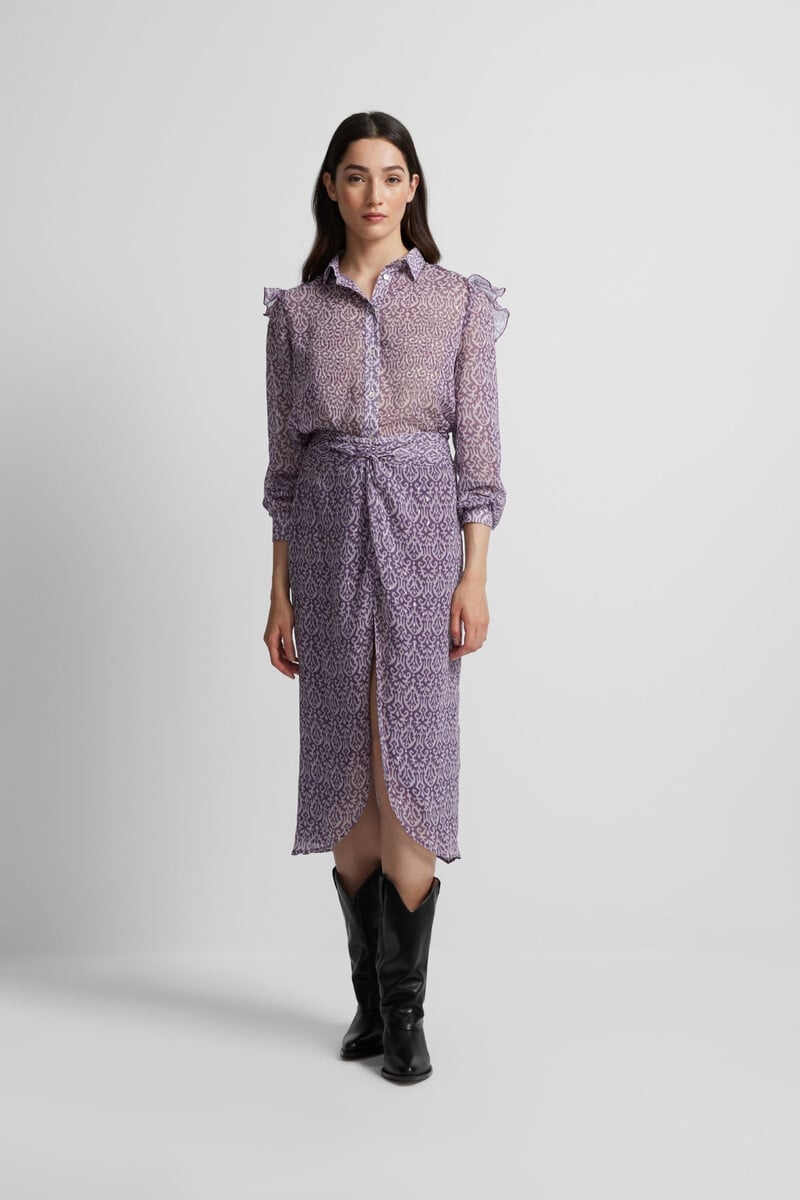 Cortefiel Camisa Volante Estampado Ikat