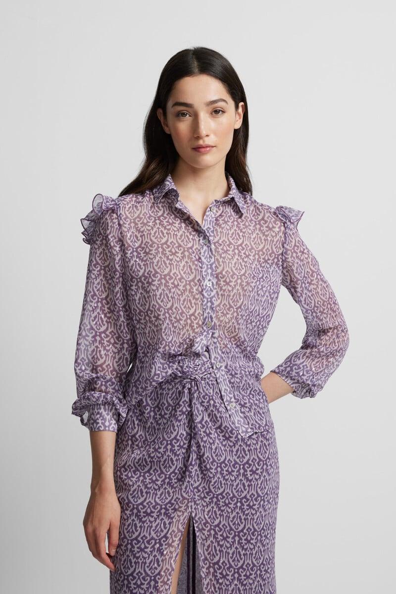 Cortefiel Camisa volante estampado ikat