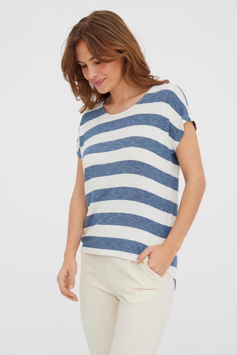 Cortefiel Camiseta A Rayas De Mujer Manga Corta