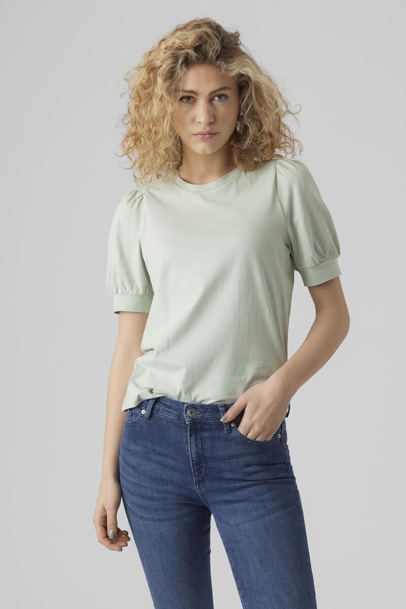 Cortefiel Camiseta Algodón Manga Corta Abullonada