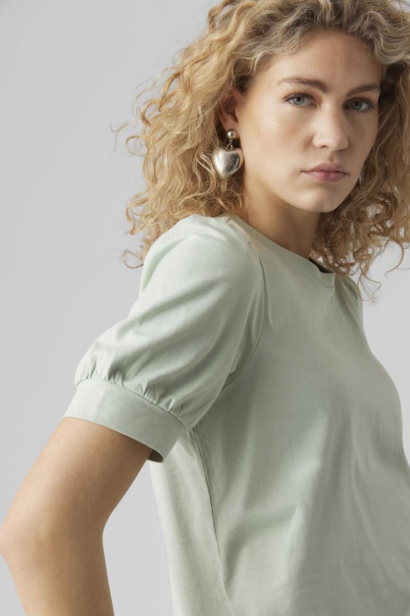 Cortefiel Camiseta algodón manga corta abullonada