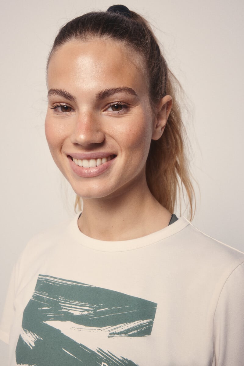 Cortefiel Camiseta Algodón Pincelada Verde