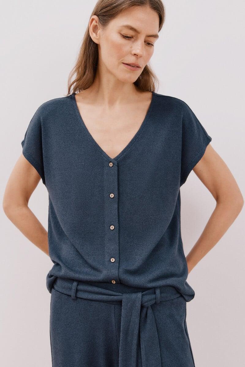 Cortefiel Camiseta Aspecto Rústico Con Botones