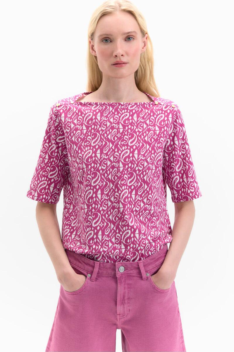 Cortefiel Camiseta básica con botones dorados