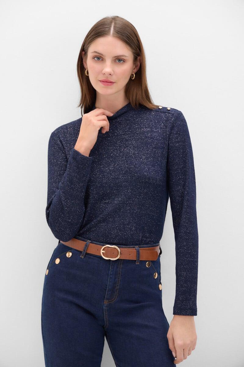 Cortefiel Camiseta Básica Con Toque De Lurex