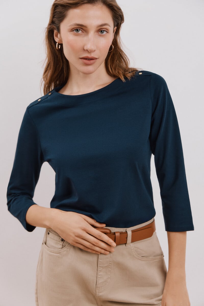 Cortefiel Camiseta Básica Escote Barco