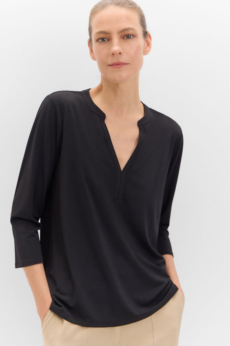 Cortefiel Camiseta Básico Con Cuello Mao