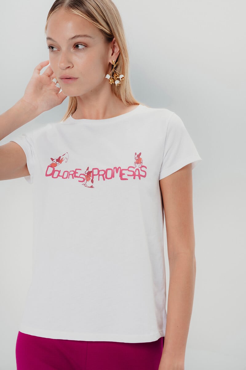 Cortefiel Camiseta Blanca Dolores Y Tula