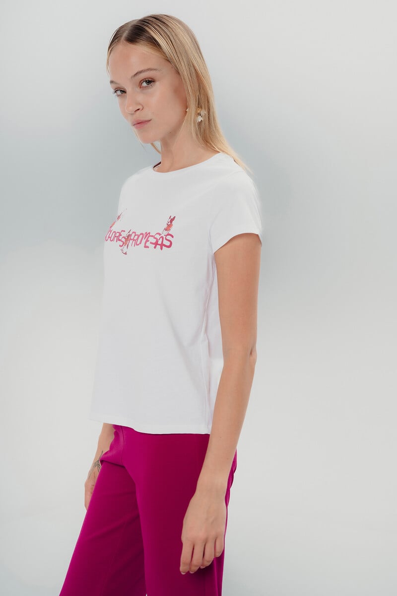 Cortefiel Camiseta Blanca Dolores Y Tula