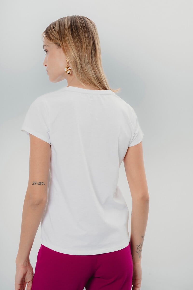 Cortefiel Camiseta Blanca Vibrante
