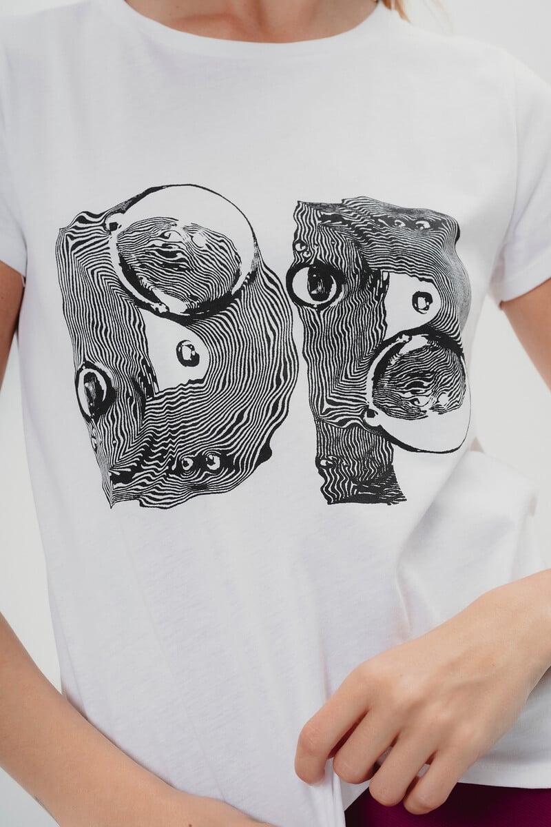 Cortefiel Camiseta Blanca Vibrante