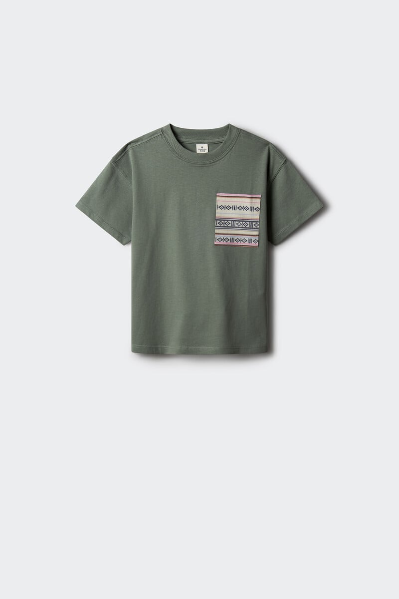 Cortefiel Camiseta Bolsillo Contraste Niño