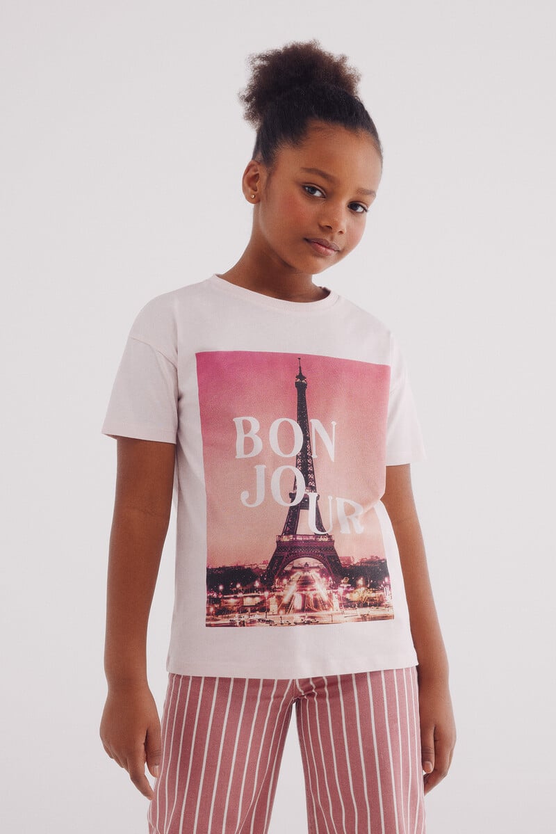 Cortefiel Camiseta Bonjour niña