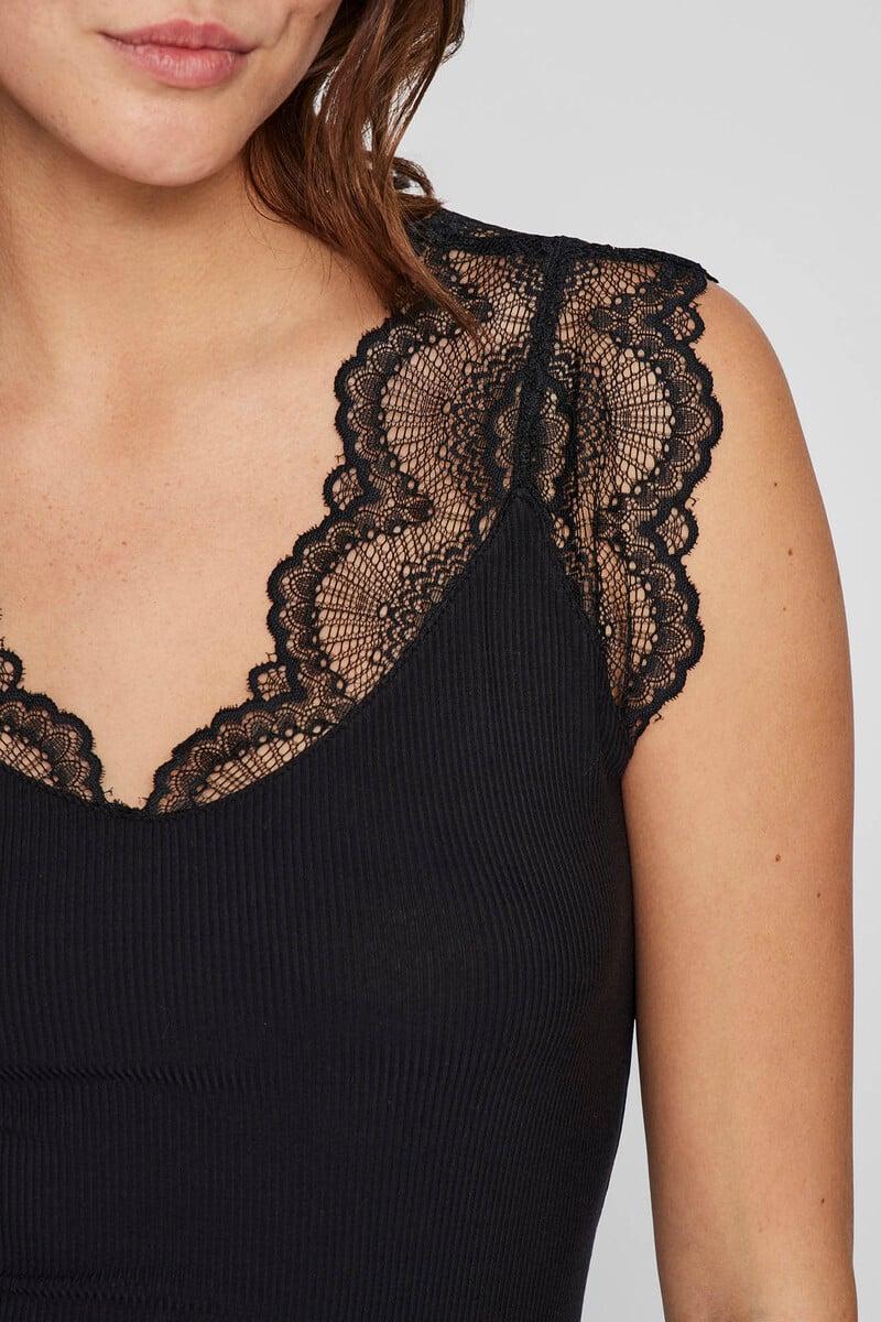 Cortefiel Camiseta Canalé Con Encaje