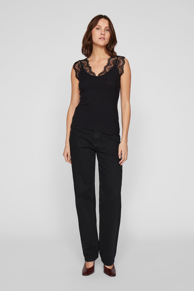 Cortefiel Camiseta Canalé Con Encaje