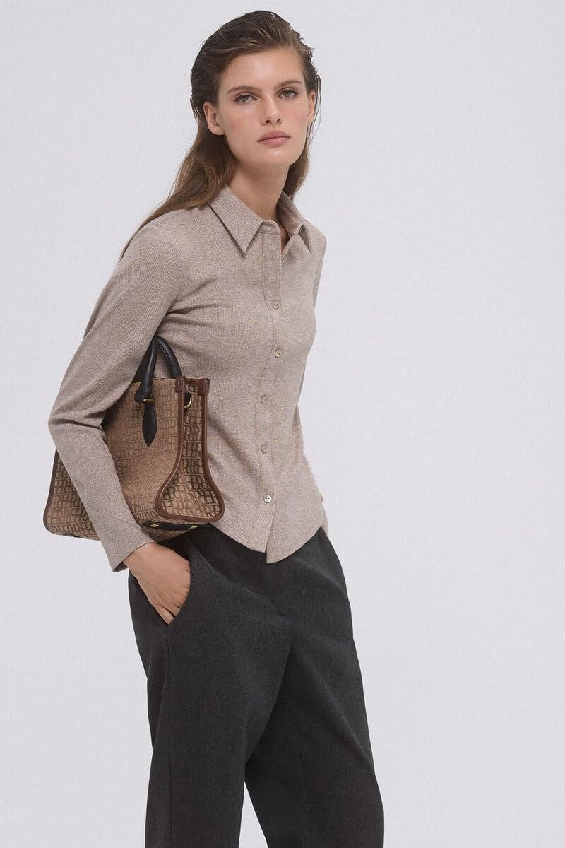 Cortefiel Camiseta Canalé Lurex Manga Larga