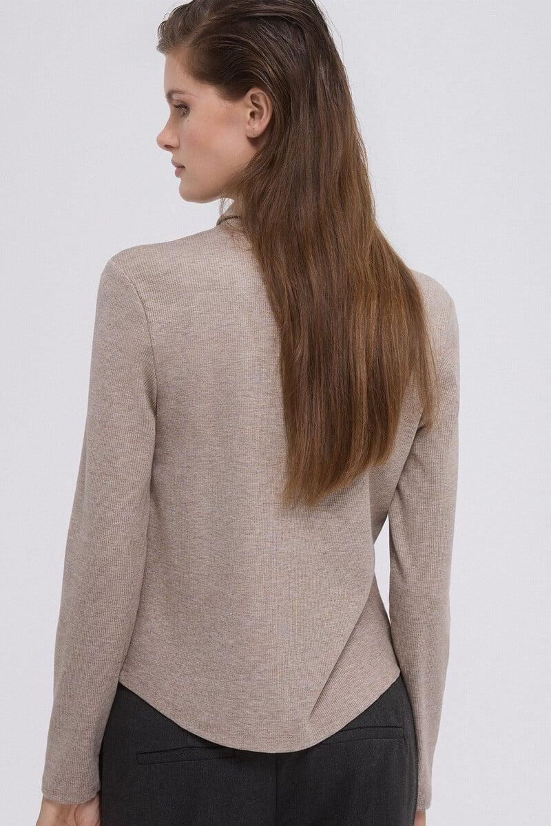 Cortefiel Camiseta Canalé Lurex Manga Larga