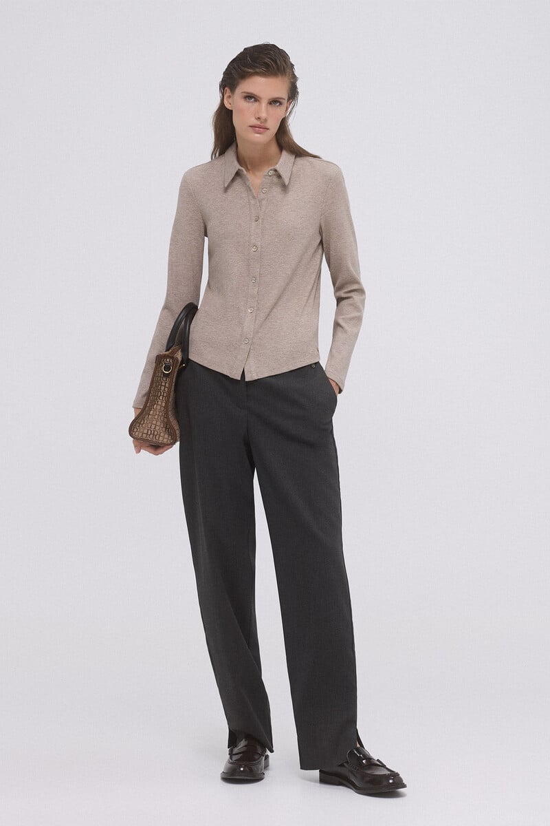 Cortefiel Camiseta canalé lurex manga larga