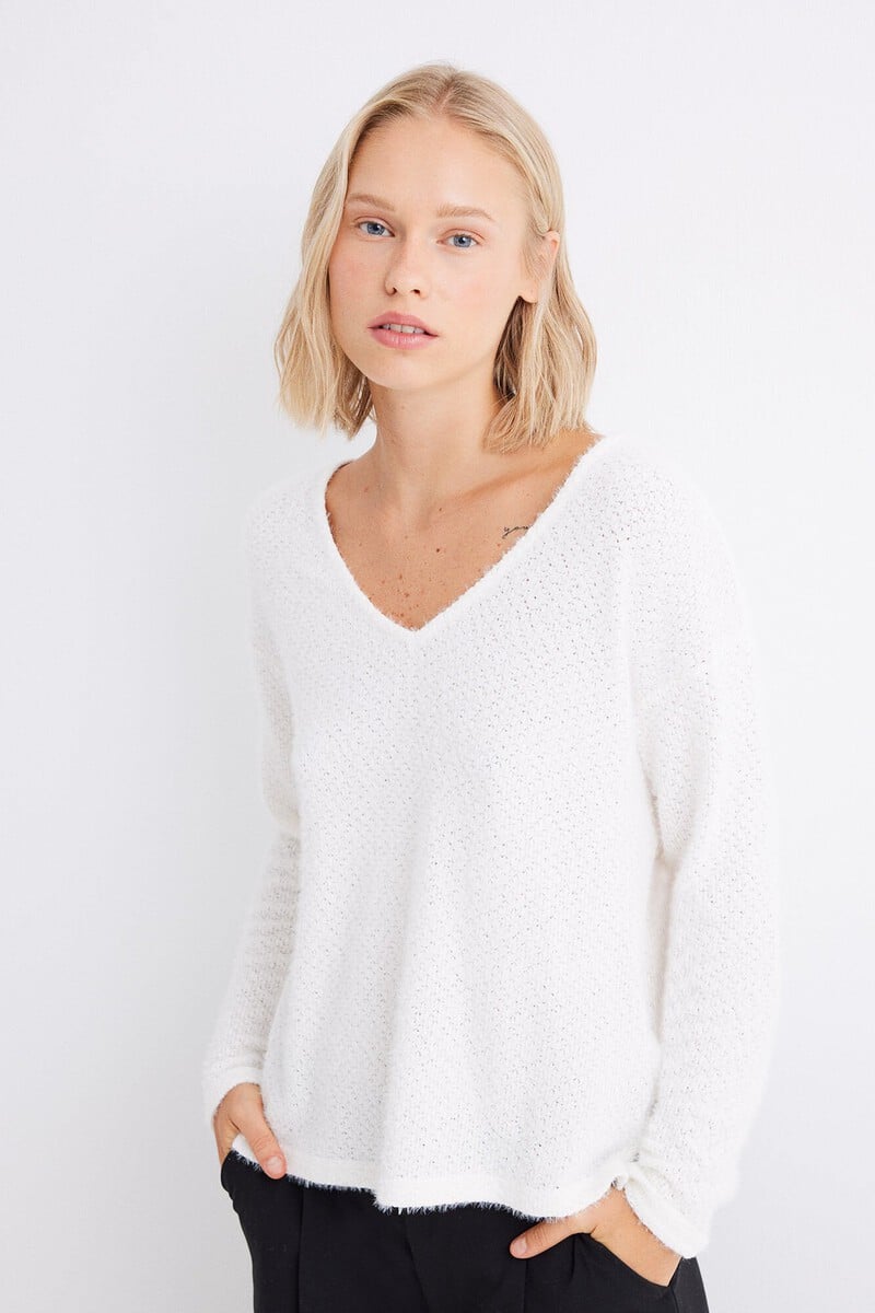 Cortefiel Camiseta Chenilla Escote Pico
