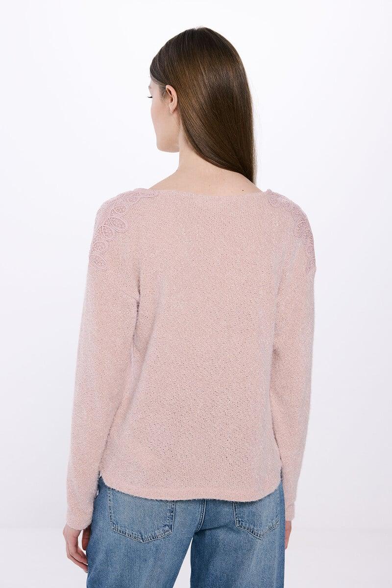 Cortefiel Camiseta Chenilla Hombros Crochet
