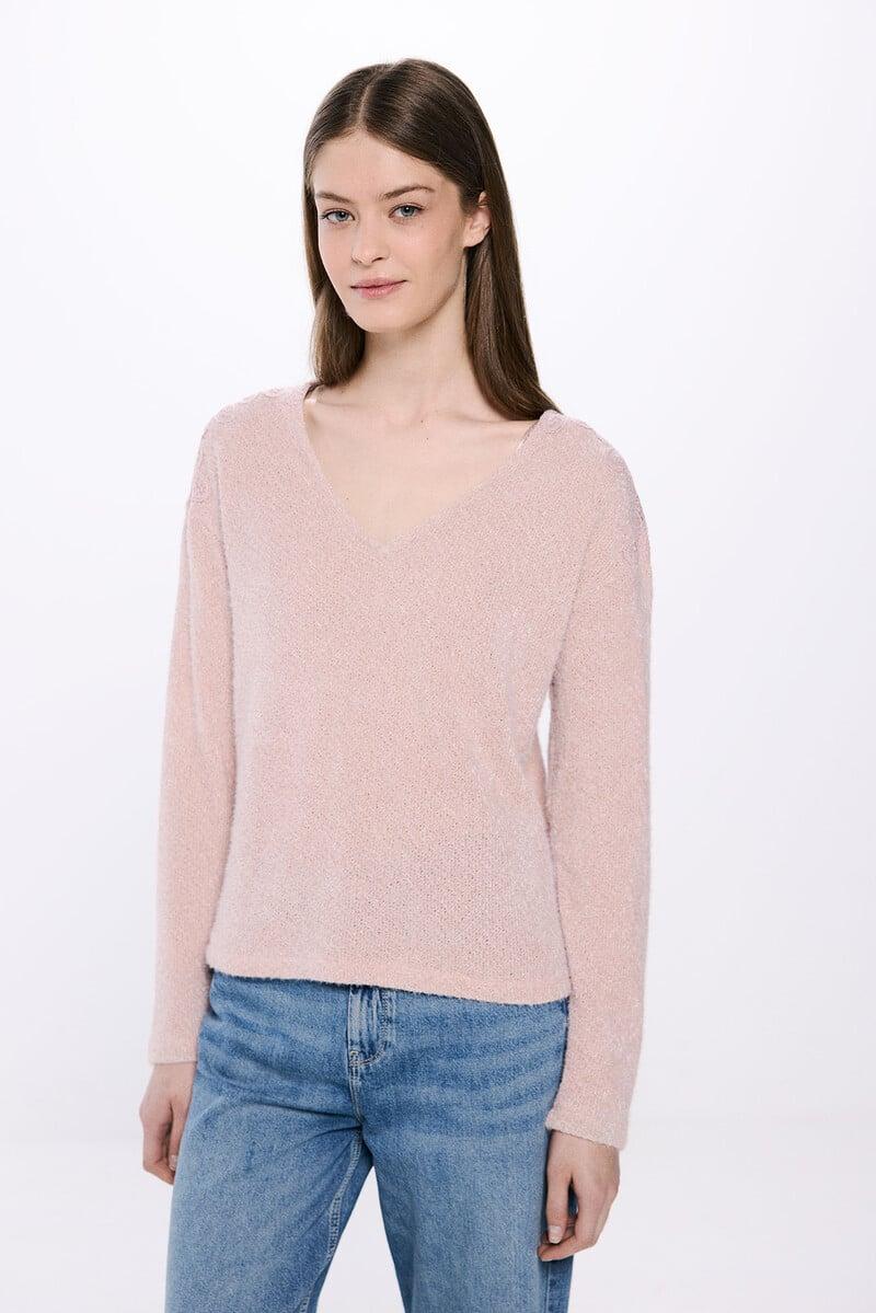 Cortefiel Camiseta chenilla hombros crochet