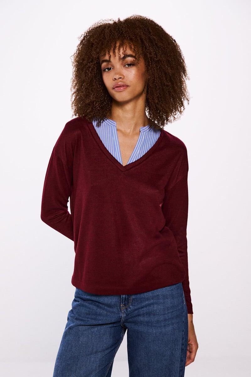 Cortefiel Camiseta combinada tacto suave