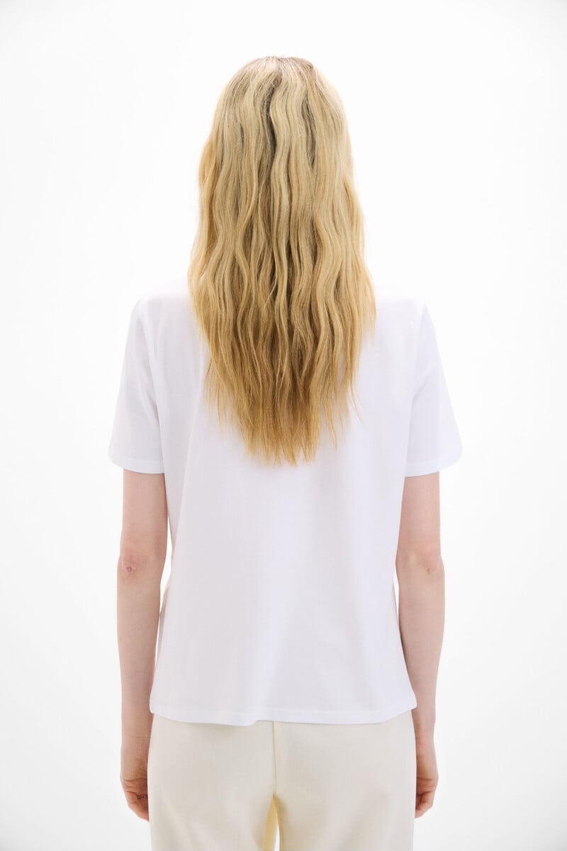 Cortefiel Camiseta Con Bordado Y Vainicas