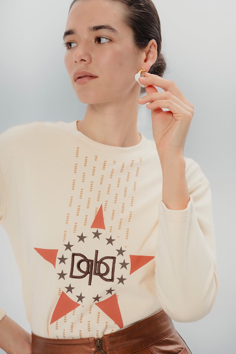 Cortefiel Camiseta Crema Estrella