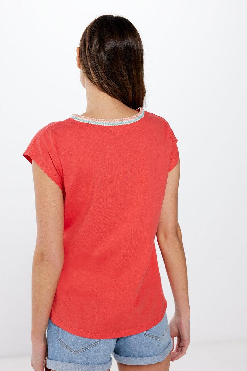 Cortefiel Camiseta Cuello Trenza Multicolor