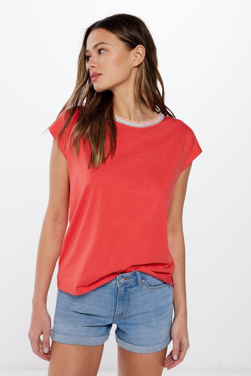 Cortefiel Camiseta Cuello Trenza Multicolor
