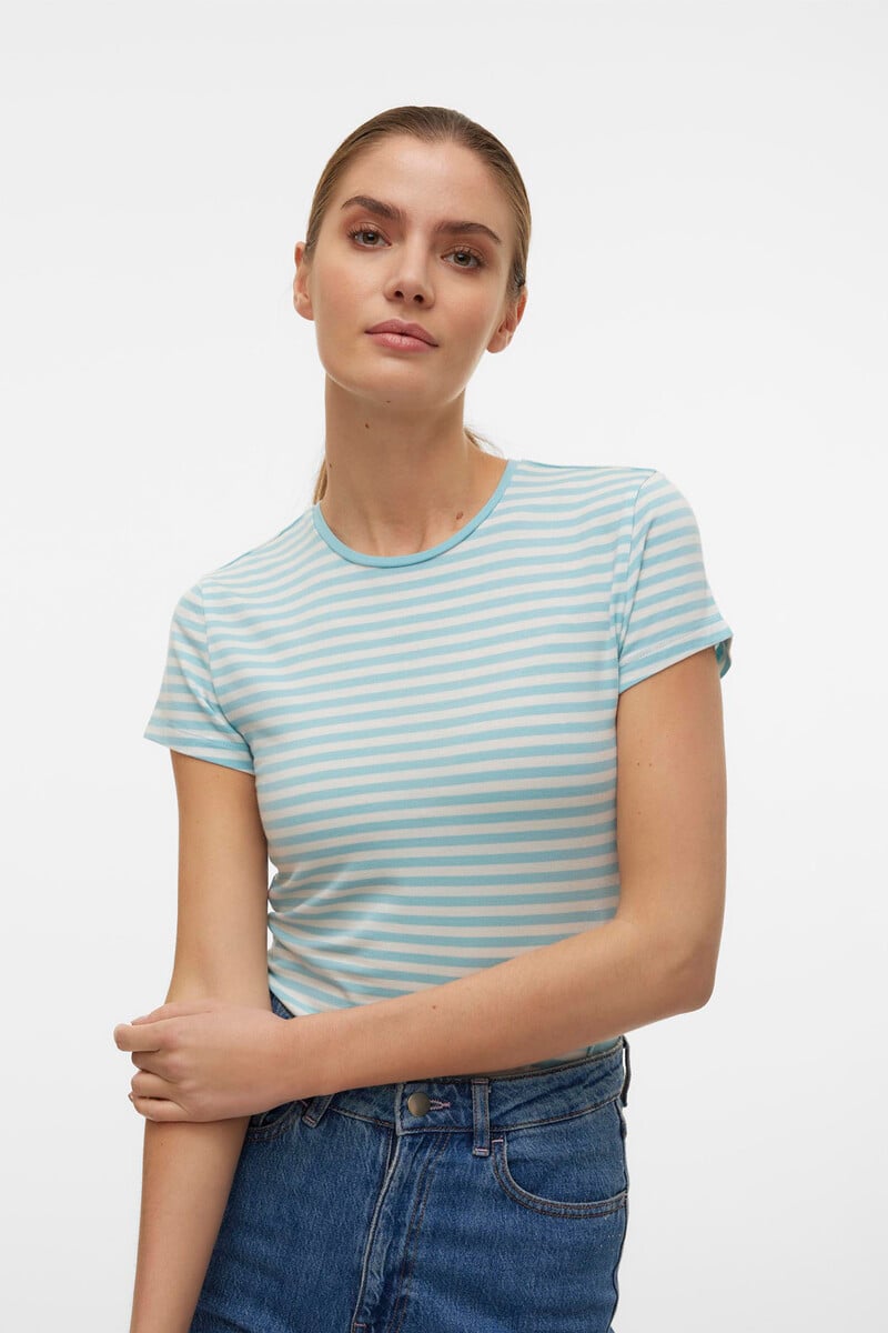 Cortefiel Camiseta De Manga Corta A Rayas