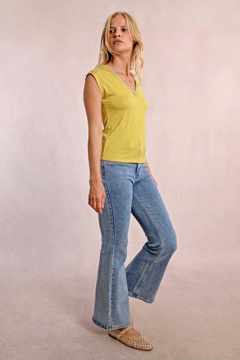 Cortefiel Camiseta De Manga Corta Detalle Ribete