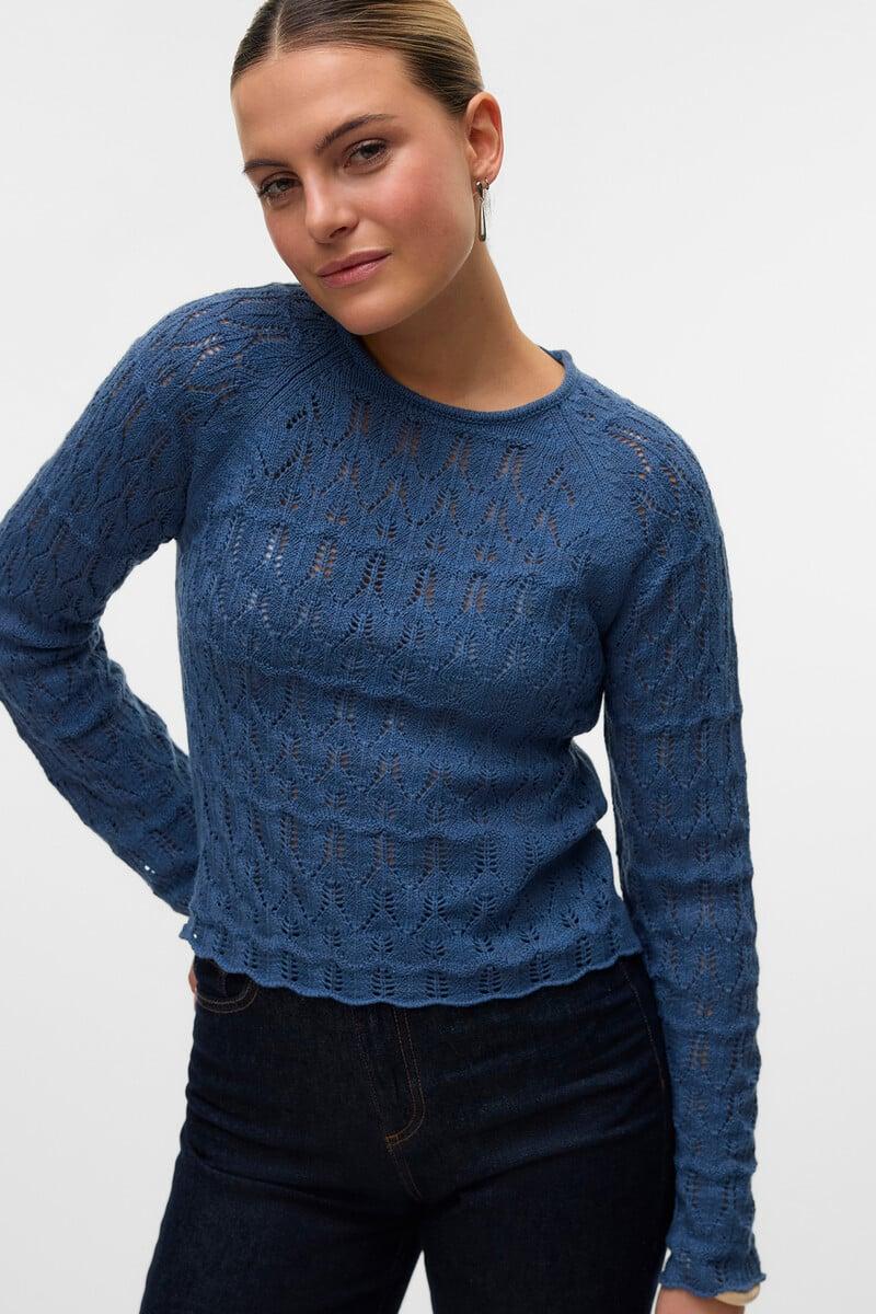 Cortefiel Camiseta De Punto Calado Manga Larga