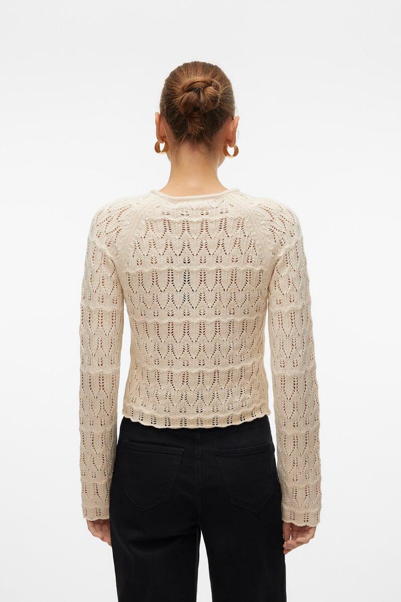 Cortefiel Camiseta De Punto Calado Manga Larga