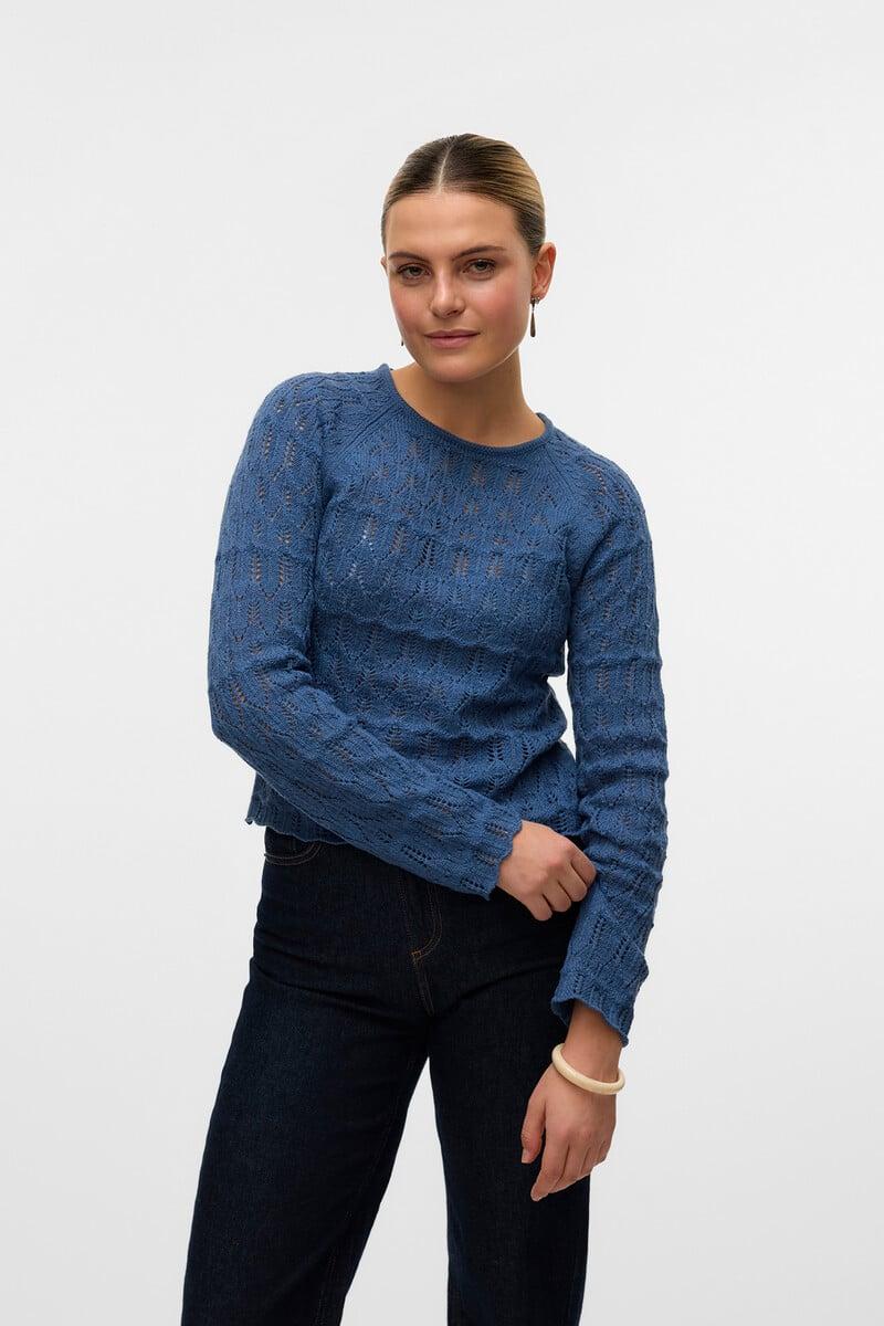 Cortefiel Camiseta de punto calado manga larga