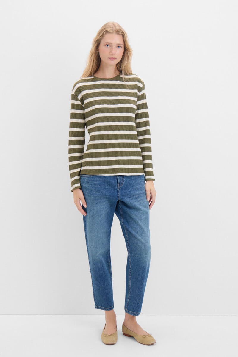 Cortefiel Camiseta De Rayas Con Un Toque De Lurex