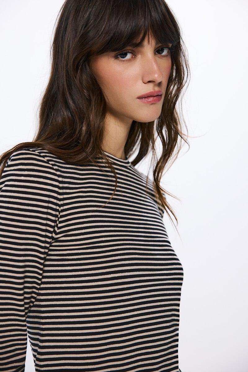 Cortefiel Camiseta Entallada Rayas Lurex