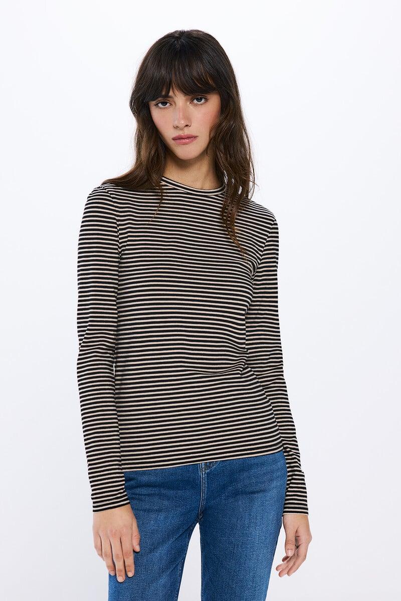 Cortefiel Camiseta entallada rayas lurex