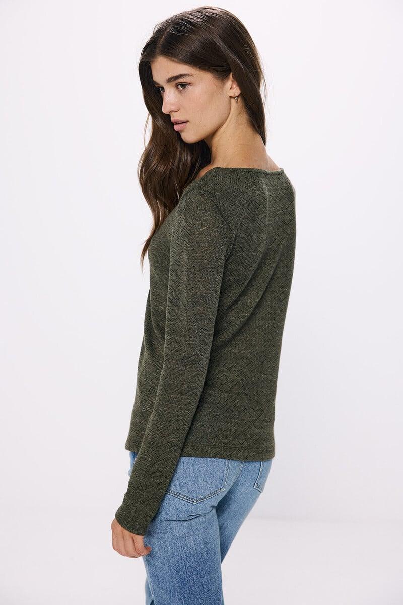Cortefiel Camiseta Escote Pico Frunces Estructura