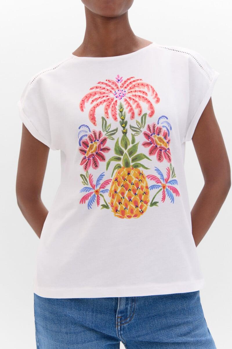 Cortefiel Camiseta Estampada Multicolor
