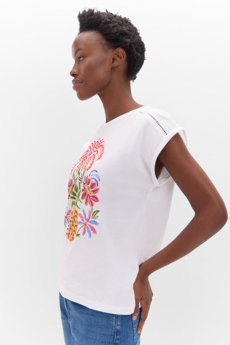 Cortefiel Camiseta estampada multicolor